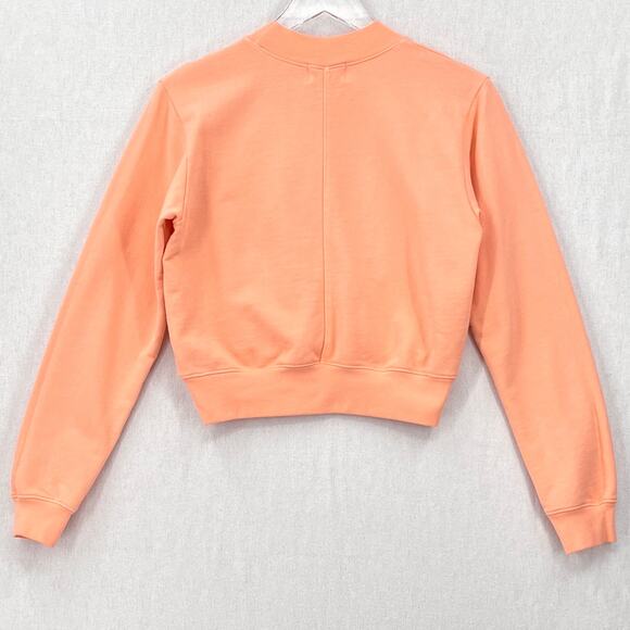 COTTON CITIZEN Milan Cropped Long Sleeve Sweatshirt Womens XS Melon Orange Mock - Picture 8 of 16